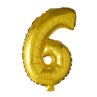 Cijfer Ballon 6 Goud - 41 cm - Ballonnenshop.nl