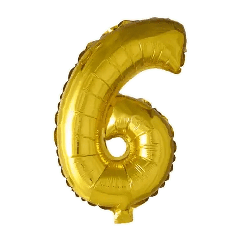 Cijfer Ballon 6 Goud - 41 cm - Ballonnenshop.nl