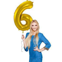 Cijfer Ballon 6 - Goud - 86 cm - Ballonnenshop.nl