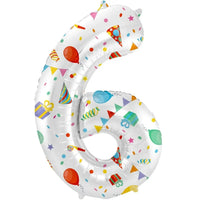 Cijfer Ballon 6 - Joyful Party - 86 cm - Ballonnenshop.nl