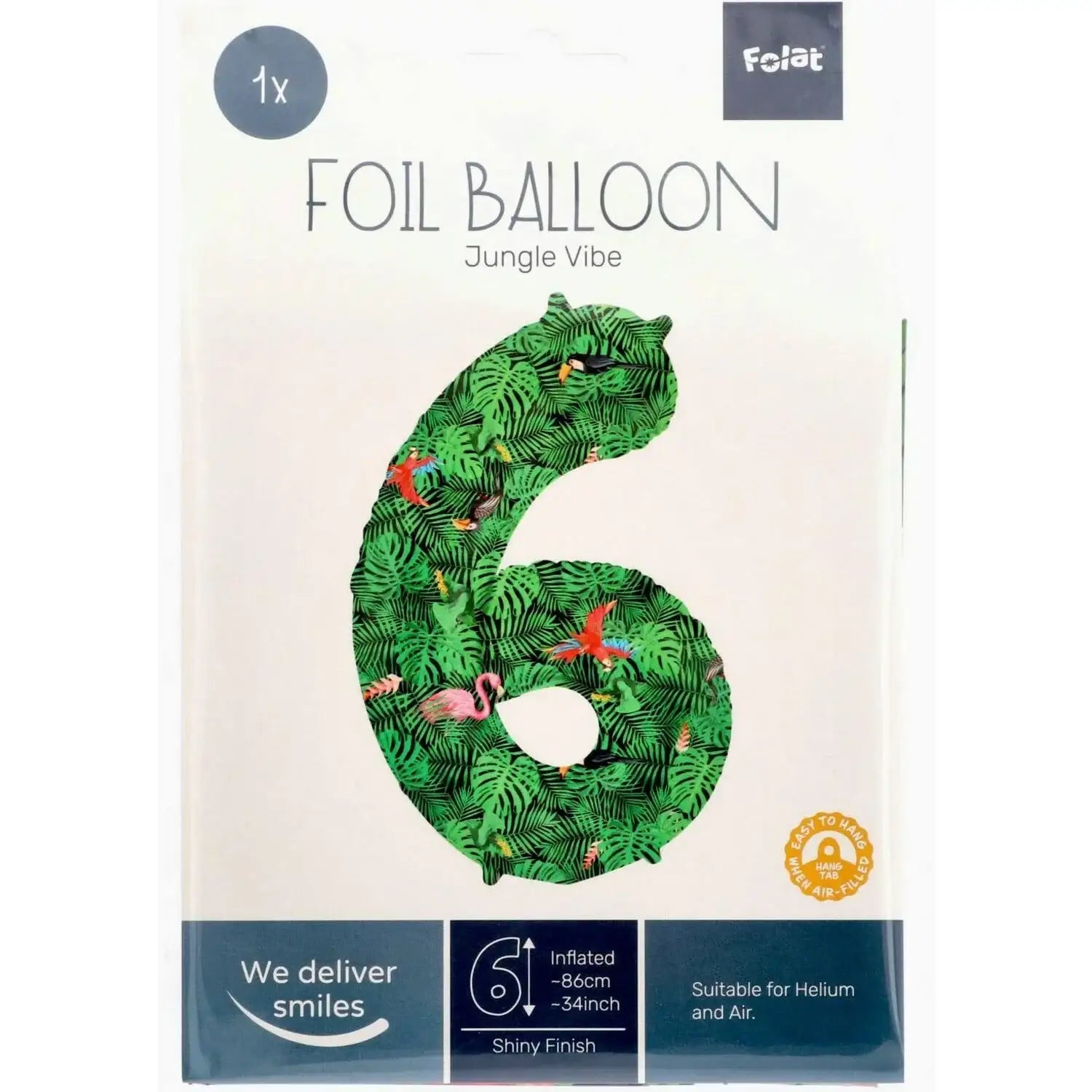 Cijfer Ballon 6 - Jungle - 86 cm - Ballonnenshop.nl