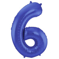 Cijfer Ballon 6 - Mat Blauw - 86 cm - Ballonnenshop.nl