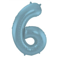 Cijfer Ballon 6 - Pastel Blauw - 86 cm - Ballonnenshop.nl