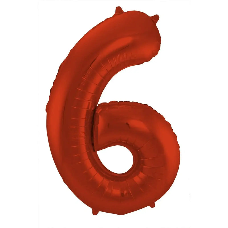 Cijfer Ballon 6 - Rood - 86 cm - Ballonnenshop.nl