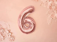 Cijfer Ballon 6 Rose Goud 35 cm - Ballonnenshop.nl