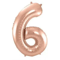Cijfer Ballon 6 - Rose Goud - 86 cm - Ballonnenshop.nl