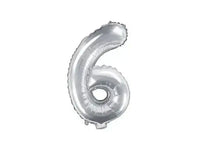 Cijfer Ballon 6 Zilver 35 cm - Ballonnenshop.nl