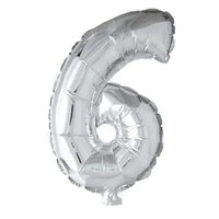 Cijfer Ballon 6 - Zilver - 41 cm - Ballonnenshop.nl