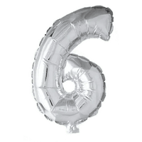 Cijfer Ballon 6 Zilver - 41 cm - Ballonnenshop.nl
