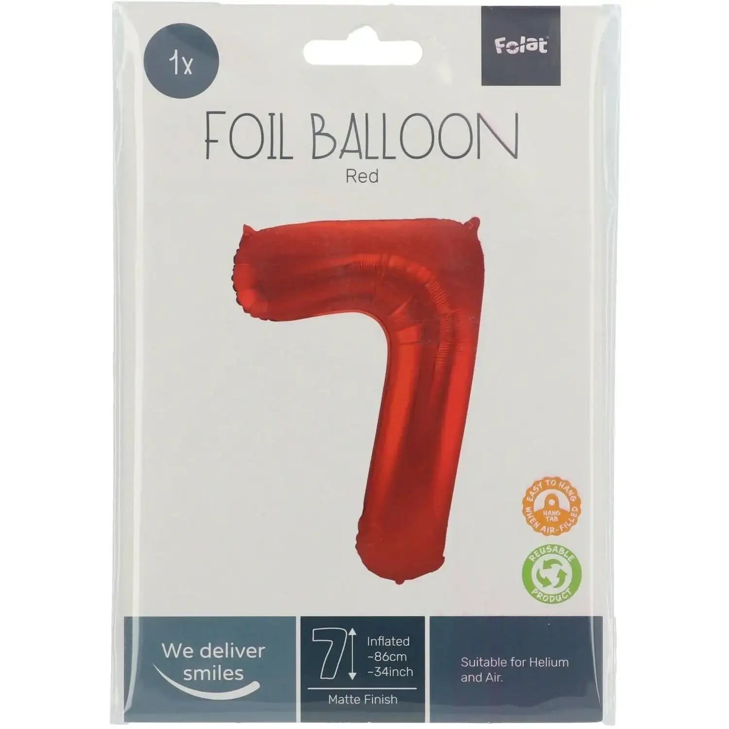 Cijfer Ballon 7 - Rood - 86 cm - Ballonnenshop.nl
