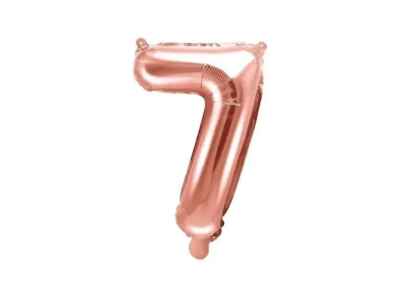 Cijfer Ballon 7 Rose Goud 35 cm - Ballonnenshop.nl