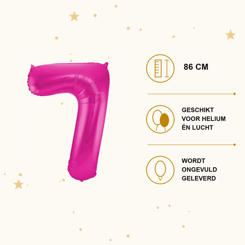 Cijfer Ballon 7 Roze - 86 cm - Ballonnenshop.nl
