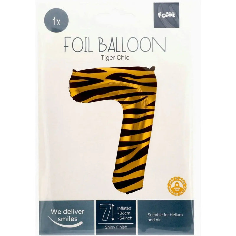 Cijfer Ballon 7 - Tijgerprint - 86 cm - Ballonnenshop.nl