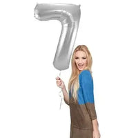 Cijfer Ballon 7 - Zilver - 86 cm - Ballonnenshop.nl