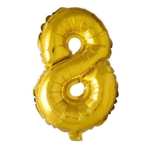 Cijfer Ballon 8 Goud - 41 cm - Ballonnenshop.nl
