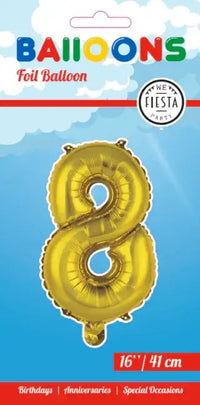 Cijfer Ballon 8 - Goud - 41 cm - Ballonnenshop.nl