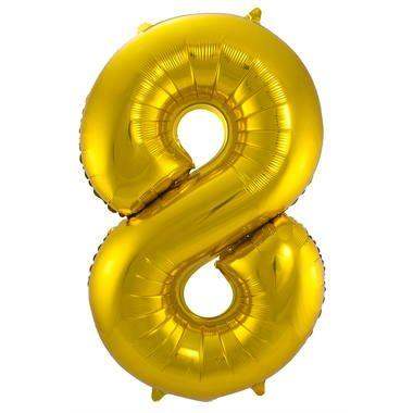 Cijfer Ballon 8 Goud - 86 cm - Ballonnenshop.nl