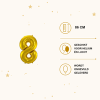 Cijfer Ballon 8 Goud - 86 cm - Ballonnenshop.nl