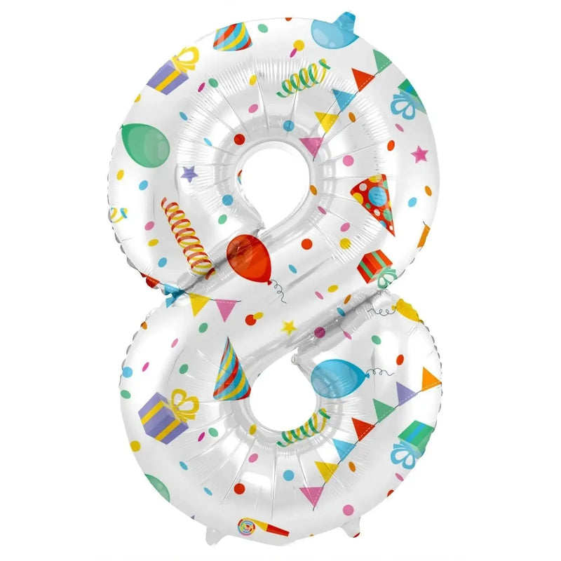 Cijfer Ballon 8 - Joyful Party - 86 cm - Ballonnenshop.nl