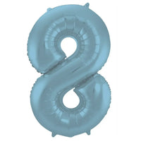 Cijfer Ballon 8 - Pastel Blauw - 86 cm - Ballonnenshop.nl