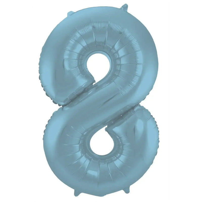 Cijfer Ballon 8 - Pastel Blauw - 86 cm - Ballonnenshop.nl