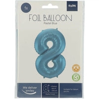Cijfer Ballon 8 - Pastel Blauw - 86 cm - Ballonnenshop.nl