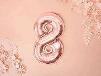 Cijfer Ballon 8 Rose Goud 35 cm - Ballonnenshop.nl