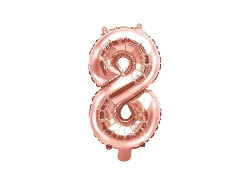 Cijfer Ballon 8 Rose Goud 35 cm - Ballonnenshop.nl