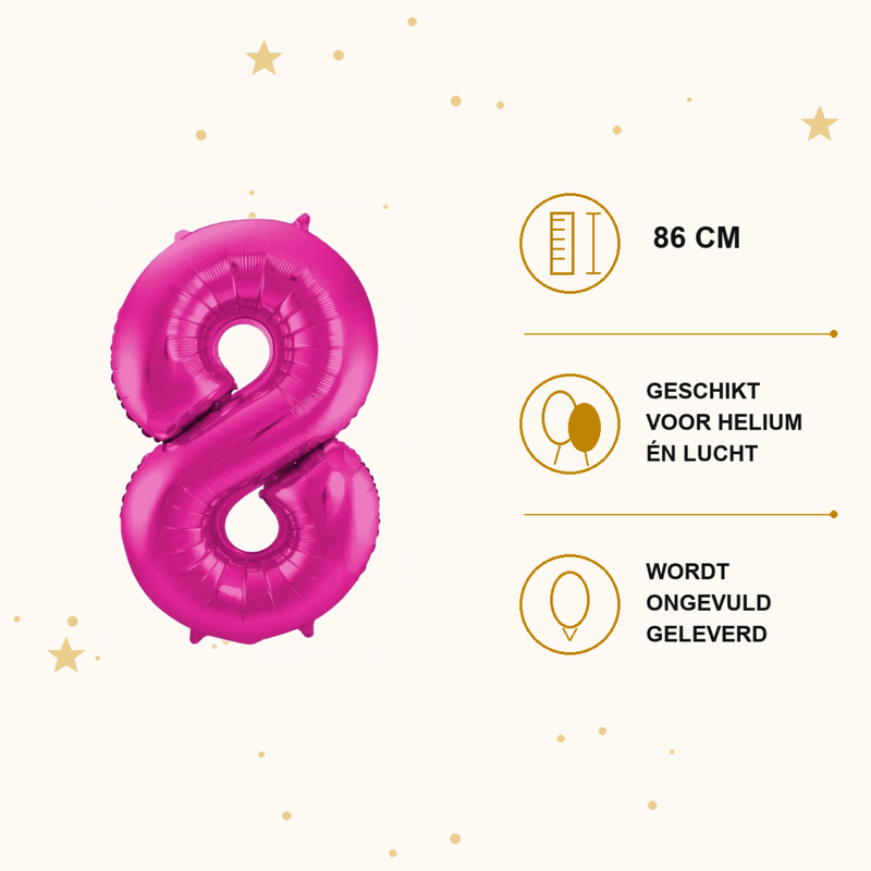 Cijfer Ballon 8 Roze - 86 cm - Ballonnenshop.nl