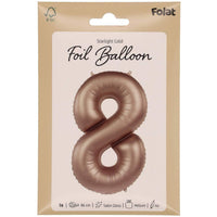 Cijfer Ballon 8 - Starlight Goud - 86 cm - Ballonnenshop.nl