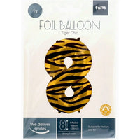 Cijfer Ballon 8 - Tijgerprint - 86 cm - Ballonnenshop.nl