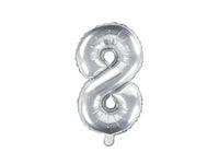 Cijfer Ballon 8 Zilver 35 cm - Ballonnenshop.nl