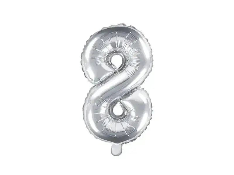 Cijfer Ballon 8 Zilver 35 cm - Ballonnenshop.nl