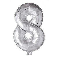 Cijfer Ballon 8 - Zilver - 41 cm - Ballonnenshop.nl