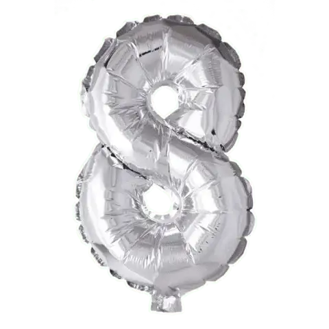 Cijfer Ballon 8 - Zilver - 41 cm - Ballonnenshop.nl