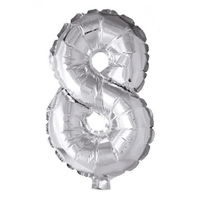Cijfer Ballon 8 Zilver - 41 cm - Ballonnenshop.nl