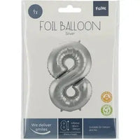 Cijfer Ballon 8 - Zilver - 86 cm - Ballonnenshop.nl