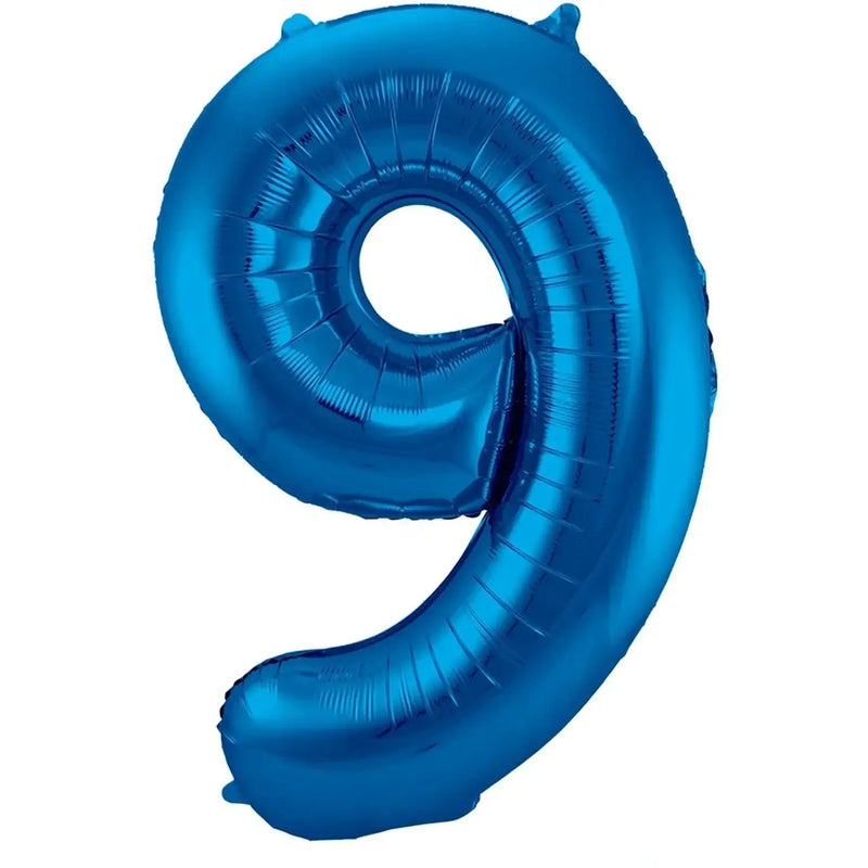 Cijfer Ballon 9 - Blauw - 86 cm - Ballonnenshop.nl