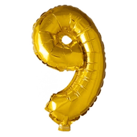 Cijfer Ballon 9 Goud - 41 cm - Ballonnenshop.nl