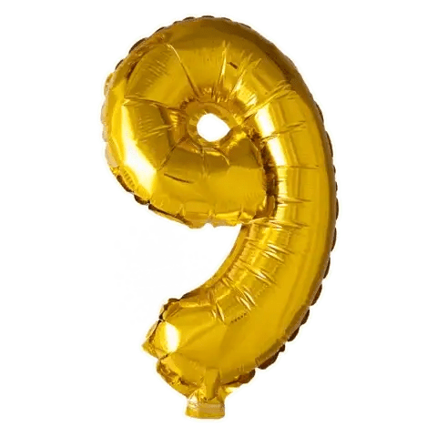 Cijfer Ballon 9 Goud - 41 cm - Ballonnenshop.nl
