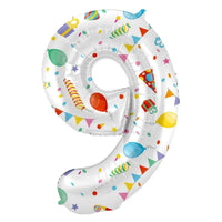 Cijfer Ballon 9 - Joyful Party - 86 cm - Ballonnenshop.nl
