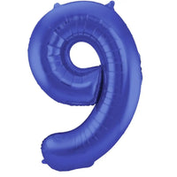 Cijfer Ballon 9 - Mat Blauw - 86 cm - Ballonnenshop.nl