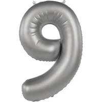 Cijfer Ballon 9 - Moonlight Zilver - 86 cm - Ballonnenshop.nl
