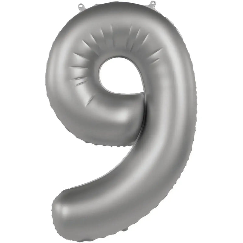 Cijfer Ballon 9 - Moonlight Zilver - 86 cm - Ballonnenshop.nl