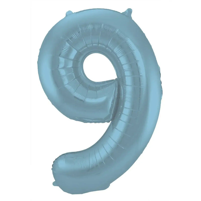 Cijfer Ballon 9 - Pastel Blauw - 86 cm - Ballonnenshop.nl