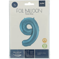 Cijfer Ballon 9 - Pastel Blauw - 86 cm - Ballonnenshop.nl