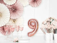 Cijfer Ballon 9 Rose Goud 35 cm - Ballonnenshop.nl