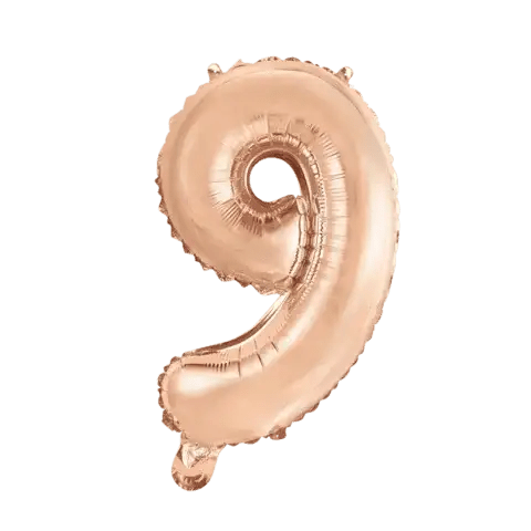 Cijfer Ballon 9 Rose Goud - 41 cm - Ballonnenshop.nl