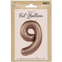 Cijfer Ballon 9 - Starlight Goud - 86 cm - Ballonnenshop.nl