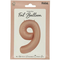 Cijfer Ballon 9 - Vintage Rose - 86 cm - Ballonnenshop.nl